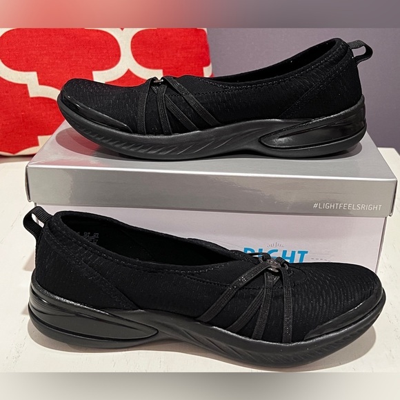 BZEES Black Slip-On Flats with Soft Knit Fabric and Flexible Sole - Picture 4 of 9